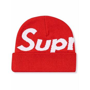 Red Supreme Big Logo Beanie Hats | Supreme 518SO